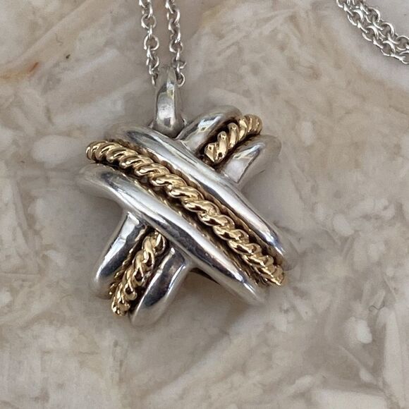 Tiffany & Co. Jewelry - Tiffany & Co. 18K Gold & Sterling Silver Signature "X" Pendant Necklace